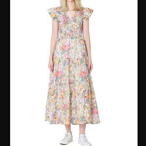 Sea New York Ines Floral Smocked Midi Dress 00